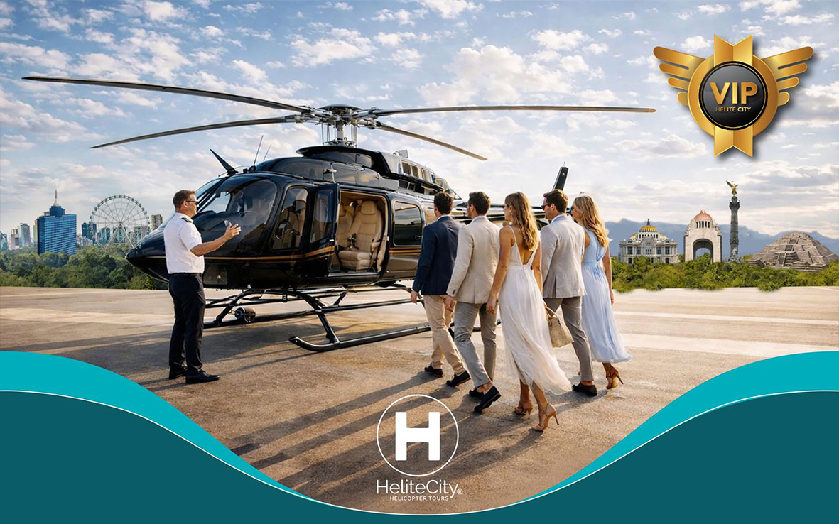 Vuelo privado en helicóptero VIP Bell 407 sobrevolando la Ciudad de México